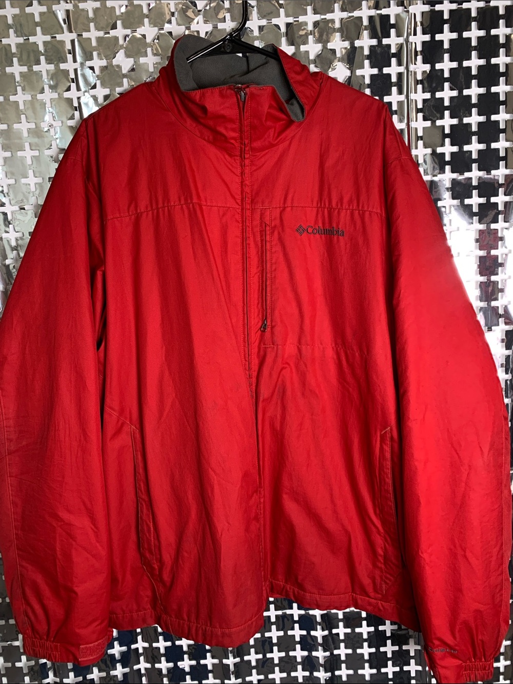 Columbia Red Full-Zip Rain Jacket